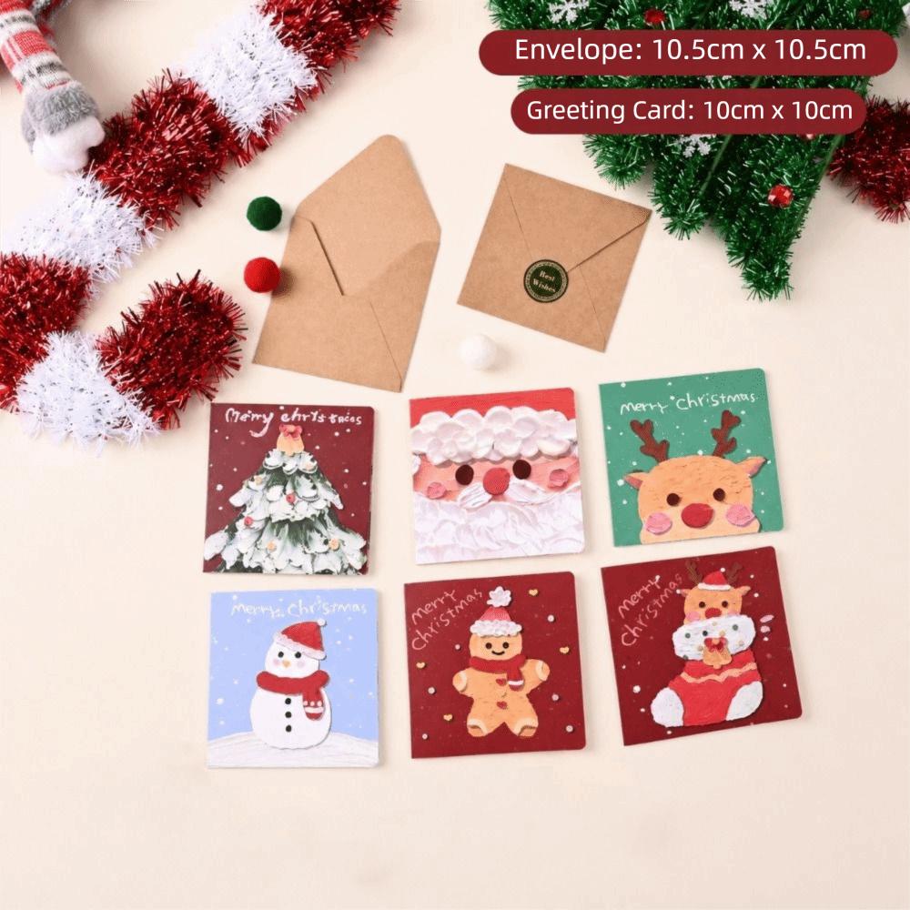6Pcs Oil Painting Style Holiday Cards Sealing Stickers Postcard Gift Cards  New Year
