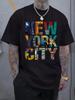 Mens Summer Tshirt 100 Cotton New York City Colorful Letter Print Design Highend Unique Street Style Casual Shortsleeved