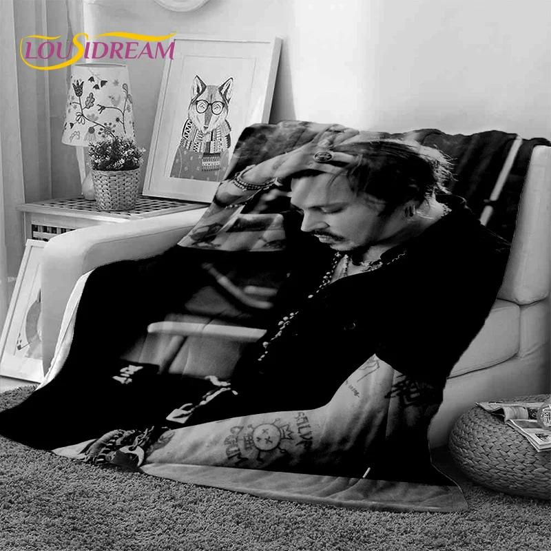 Couvertures Douces HD Étoile Johnny Depp Impression 3D, Couverture Jetée pour Garder au Chaud Couverture Confortable pour Pique-nique Lits Canapé Maison Chambre à Coucher Cadeau