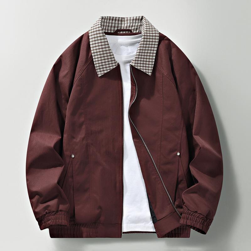 Nieuwe Amerikaanse Lichte Luxe Jas voor Mannen Contrasterende Kleur Geruite Kraag Casual Jas voor Mannen