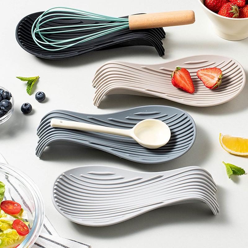 1 Peça Suporte de Colher de Silicone Descanso de Colher de Cozinha Utensílio Resistente ao Calor Prateleiras de Armazenamento Ferramentas de Cozinha Acessórios de Cozinha