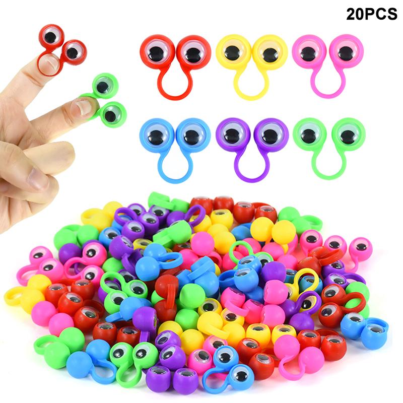 10/20pcs Colorful Finger Puppets Plastic Ring Wiggly Eyeball Kids Birthday Party Favors Goodie Bag Stuffer Pinata Fillers Toys