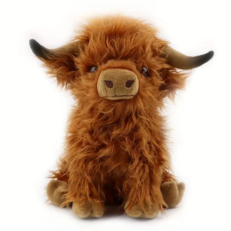 Poupée Peluche Vache Highland Kyloe Crème Simulation 30cm Peluche Douce Vache Highland Bovin Peluche Cadeau Pour Enfants Garçons Filles