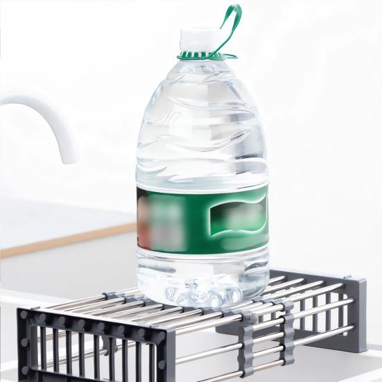 Foldable Sink Drain Rack Adjustable Retractable Dish Drying Basket Space Saving Kitchen Sink Organizer Multifunctional Cutlery Rack for Home Cafe