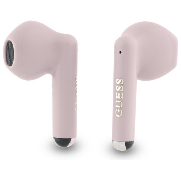 Guess Bluetooth Headphones GUTWSJ14ESGP TWS + Docking Station Pink/Pink Printed Classic Logo