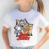 2026 Summer Tom Jerry Print Girls T Shirt 4 To 14 Yrs for Kids Short Sleeve Tees Casual Streetwear Anime Cosplay Clothing