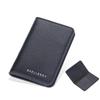 Men's Lychee Grain Leather Wallet with Multiple Card Slots & Money Clip