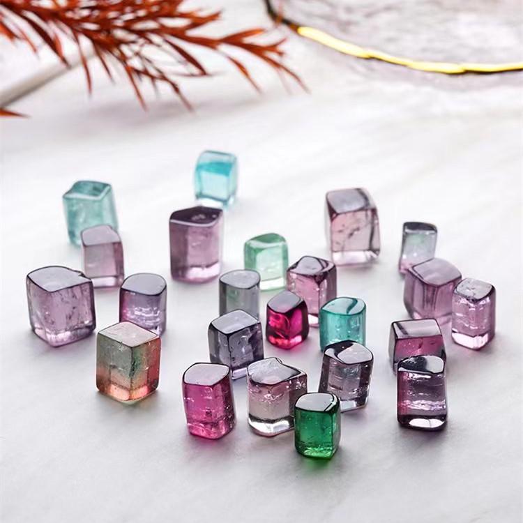 Colorful Natural Tourmaline Multi-Strand Bracelet - Rainbow Watermelon Ice Cream Macaron Design