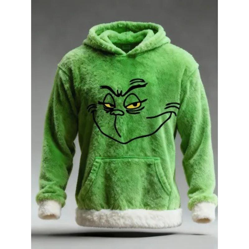 2025 Europäischer & Amerikanischer Grüner Grinch 3D-Druck Lässiger Hoodie Sweatshirt