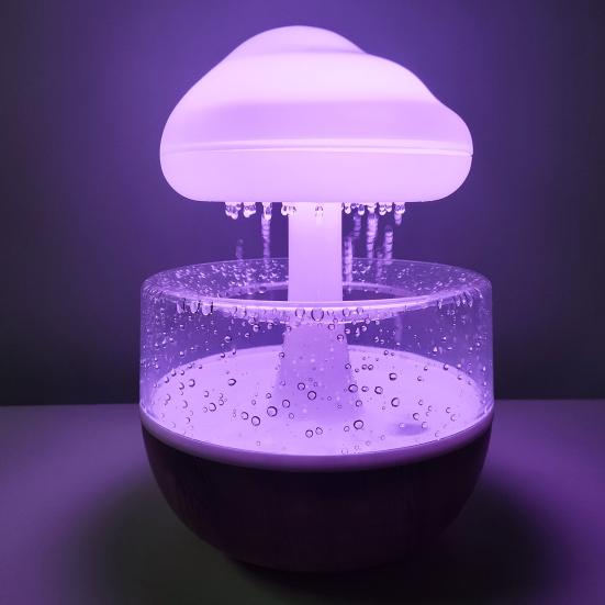Humidificateur Nuage Pluie avec Lumière LED 7 Couleurs Faible Bruit Créatif