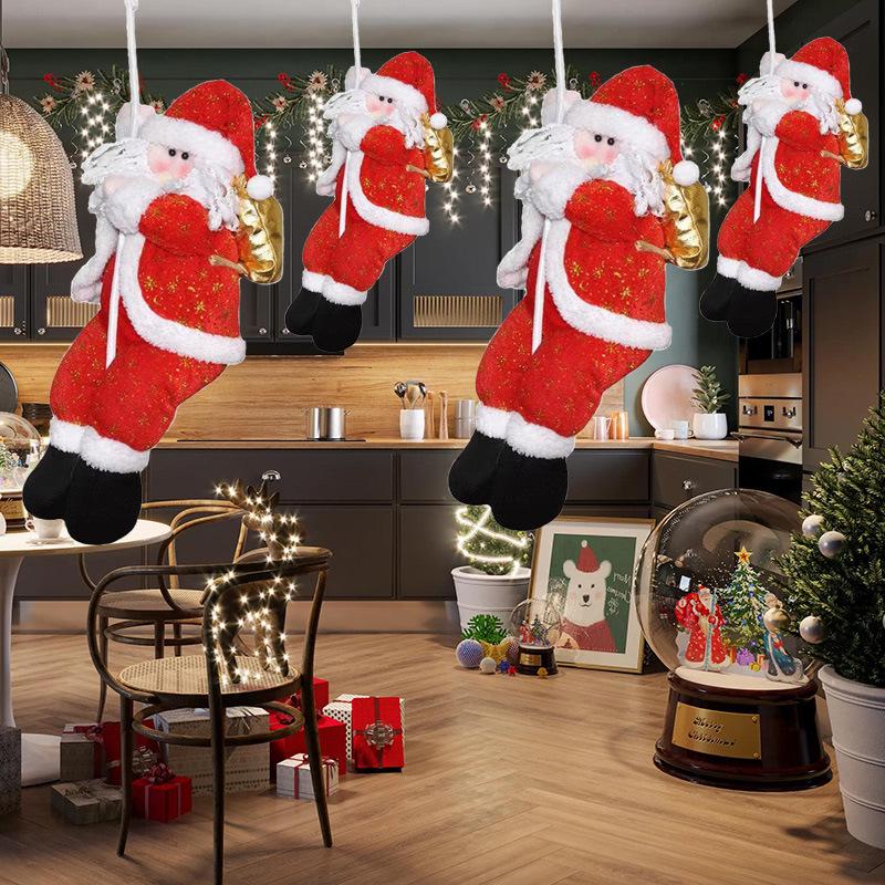 Santa Claus Climbing Rope Christmas Ornaments for Windows, Hotels, and Shopping Malls