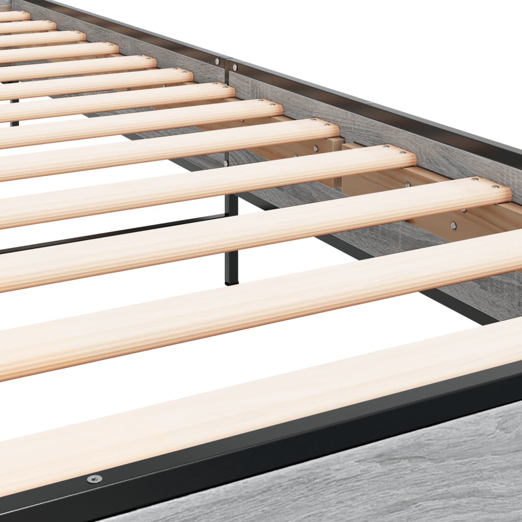 Bed Frame Gray Sonoma 100 x 200 cm Particleboard and Metal