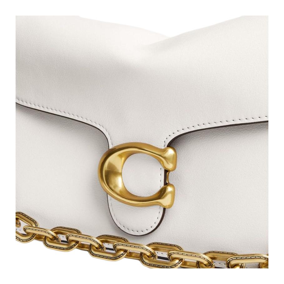 Coach Chain Tabby 26 Classic Logo Hardware Magnetic Closure Leather Shoulder Bag Medium Women Shoulder Bag Chalk-White CY919-B4HA