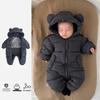 Winter Baby Romper - Thick, Short-Sleeve, Hooded, Cute Cotton Outfit for Boys & Girls