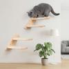 Wooden Cat Climbing Shelf Wear Resistant Space Saving Wall Mounted Cat Hammock with Cushion Pet Wall Steps Training