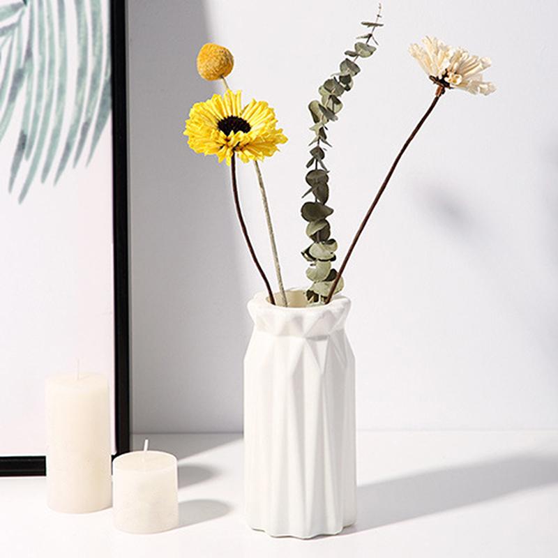 Nordic Vases Plastic Imitation Ceramic Flower Pot Living Room Desktop Home Dining Wedding Table Decor Ornament