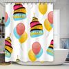 Colorful Party Decorations Shower Curtain With Cake Balloons Pattern Home Bathroom Waterproof Rainproof Removable Decoration Whi