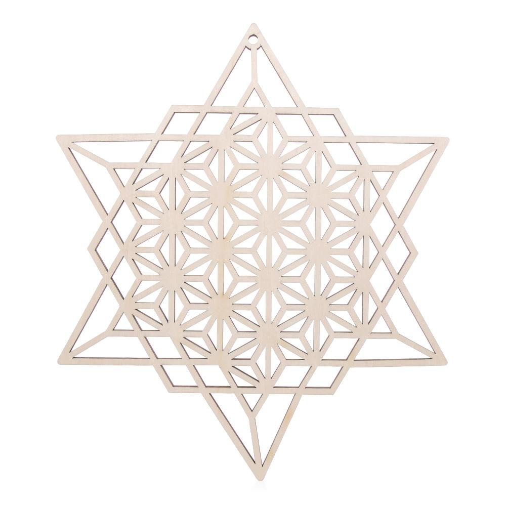 Cut Wood Wall Art Home Decor Home Wall Decor Wooden Wall Sign Flower of Life Shape Slice Wood Base Flower Of Life Energy Mat