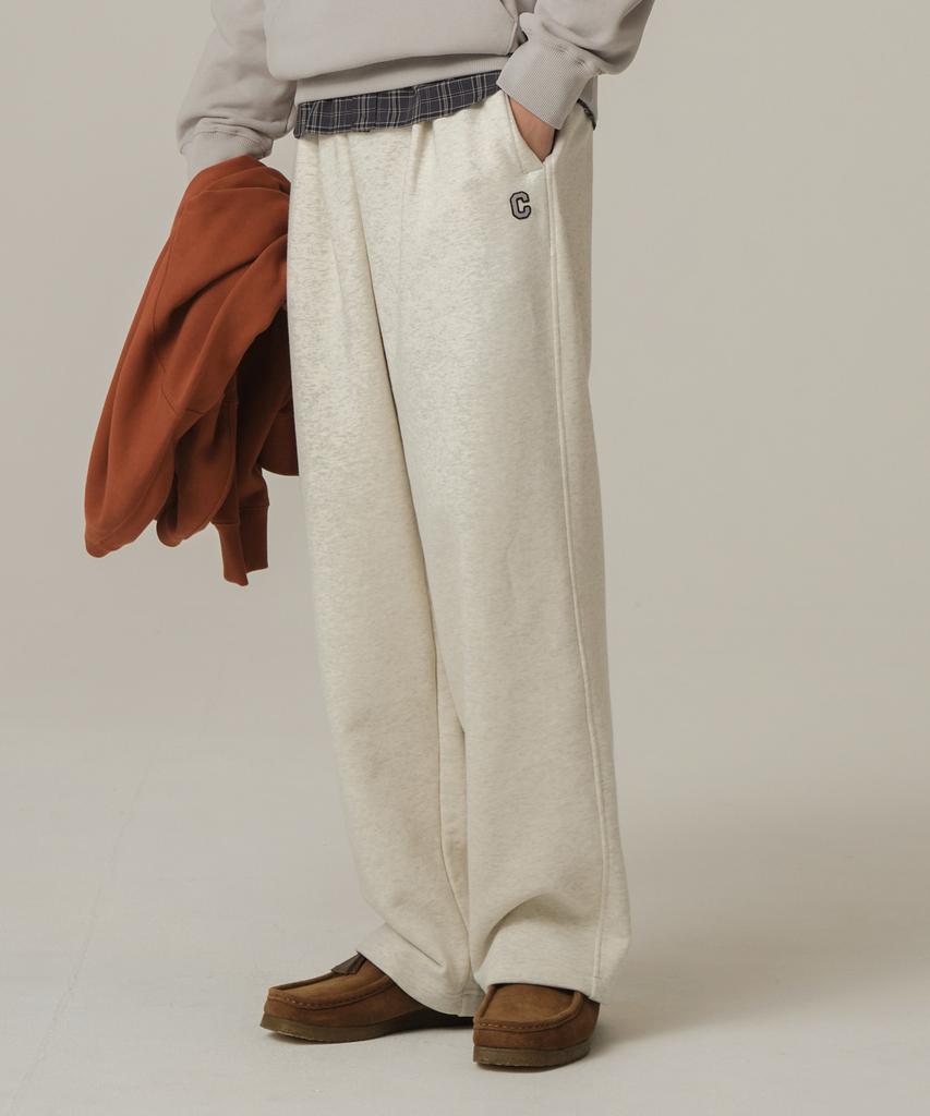 COVERNAT One-Pleat Semi-Wide Fit Sweatpants Oatmeal