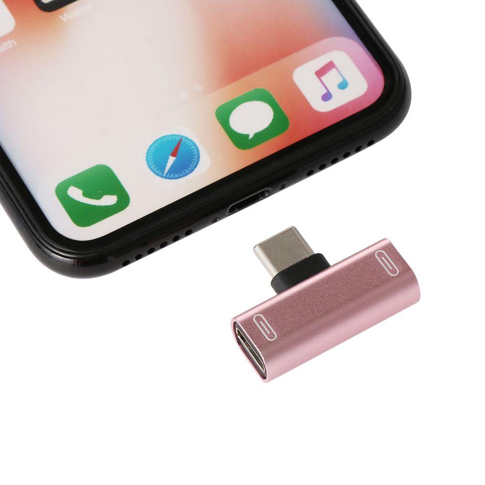 Universal USB C Metal AUX Splitter Headphone Jack Type-C To Type-C Adapter Audio Convertor