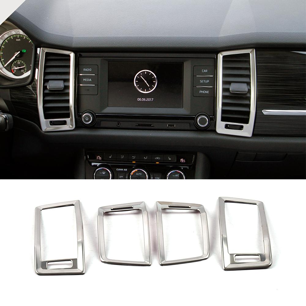 Para skoda kodiaq 2016-parte de moldagem interior do carro reequipamento quadro capa guarnição acessórios decoração modificar prata fosca