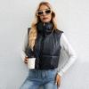 Gepolsterte Weste für Damen, leicht, Stehkragen, ärmellos, kurz, warm, Kordelzug am Saum, Reißverschluss, lässige Weste für Herbst und Winter