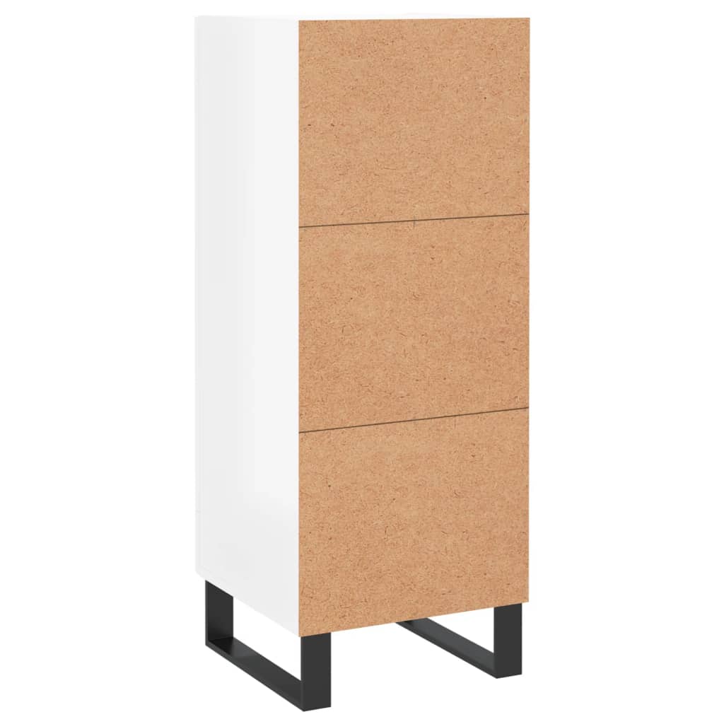 Sideboard High Gloss White 34.5 X 34 X 90 Cm Engineered Wood