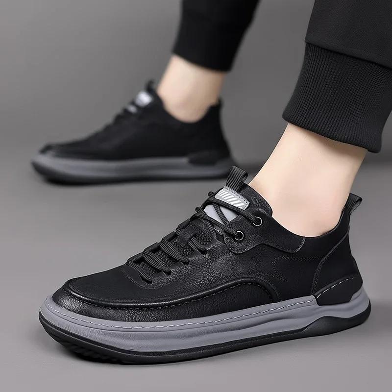 Scarpe da Uomo in Vera Pelle alla Moda Marca di Lusso Scarpe Casual Scarpe da Ginnastica Stringate da Uomo Italiane Traspiranti Scarpe Sportive Tenis Scarpa da Skateboard