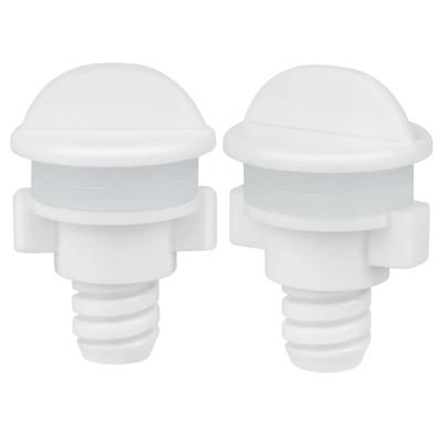 Water Filter Opening Closures, 2 ABS Pieces with Wide Caps and Ribbed Push-In Stems for Port Closure, Replacement, and Hand Installation