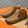 Fashion Handmade Men Boots Leather Casual Ankle Boats for Man Male Hombres Walking Shoe Breathable Hombres Wide Upright Zipper Shoes