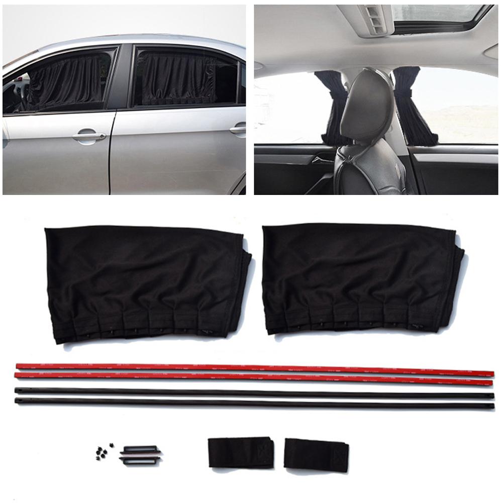 2 pezzi 50 cm tenda parasole per auto tenda laterale per finestrino auto pieghevole protezione UV accessori in tessuto nero puro accessori per auto