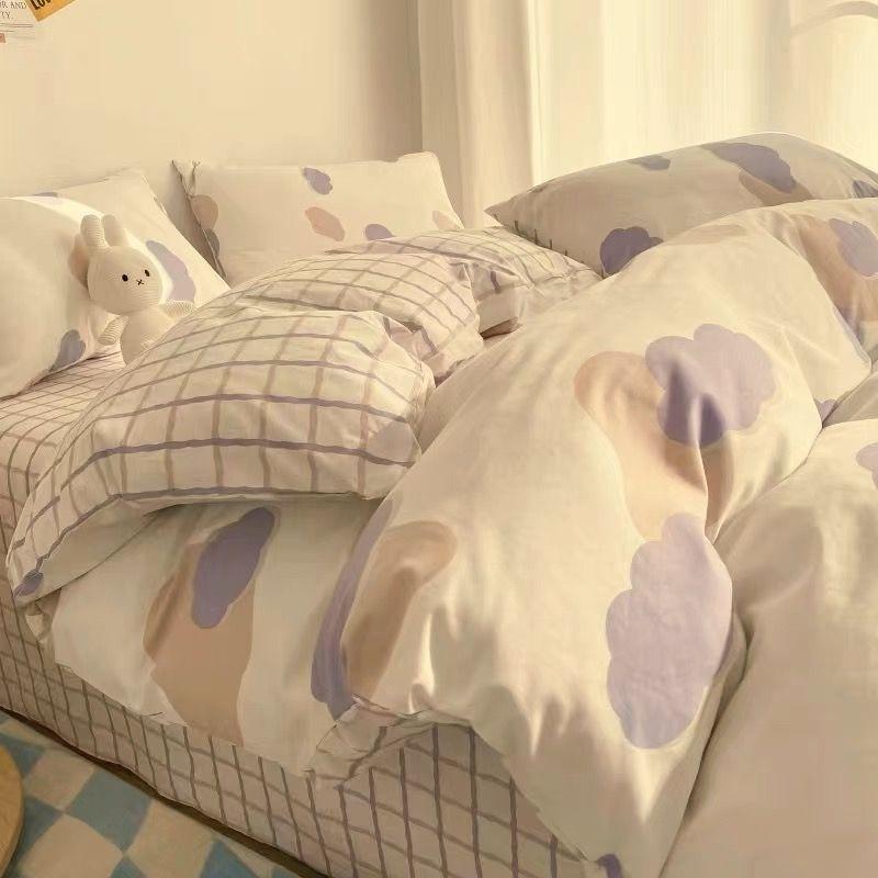 Retro Style Single Quilt Cover Single Piece Skin-friendly Dormitory Single Double Bedding Four-piece Set