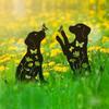 Small Dog Silhouette Garden Ornament: Hollow Iron Art Lawn Decoration.