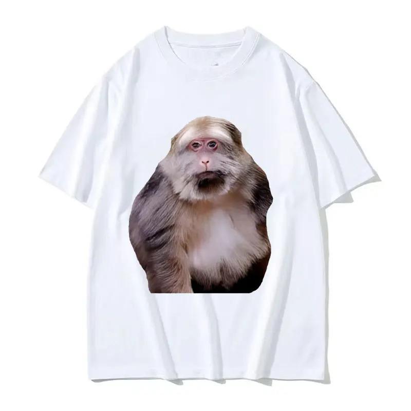 Funny Monkey Face Graphic Print White T-shirt