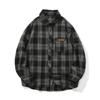 Spring Summer Retro Men's Plaid Shirt Outer Top Clothes Casual Long Sleeve Checked Overshirt Single Pocket Buttons Blouse