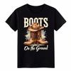 Unisex Vintage Boots On The Ground Shirt-Casual Cowboy Graphic Tee Free Shipping