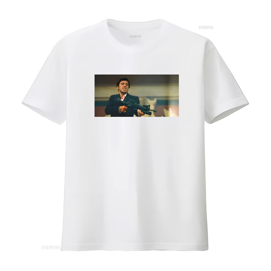 Tony Montana Say Hello To My Little Friend Movie T Shirt Scarface 1983 Vintage Washed Versatile Homme Designer Clothes Fashion