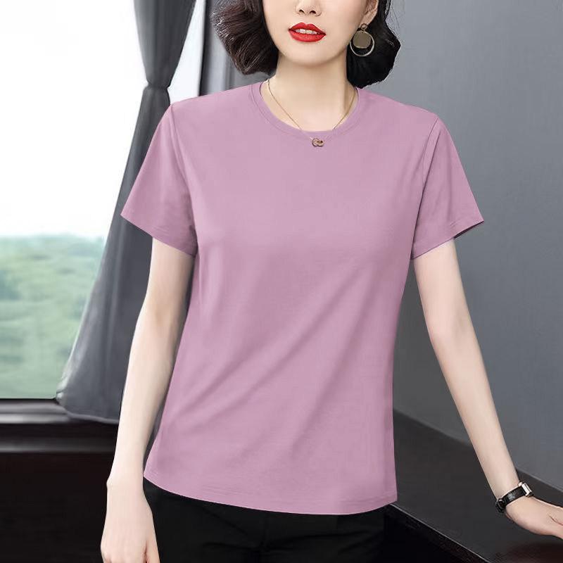 Trendy Plus-Size Women's Summer Short-Sleeve Versatile Loose-Fit Slimming Top