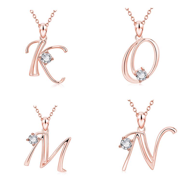 Stylish Pendant Diamond 26letter Necklace For Women