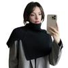 Women Shawl Scarf High Collar Side Split Design Windproof Warm Fabric Fake Collar Outdoor Lightweight Shawl Wrap