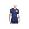 Geborduurd Logo Print Rechtvallend Kortmouwig Voetbalshirt Heren Tops Donkerblauw FJ1260-492