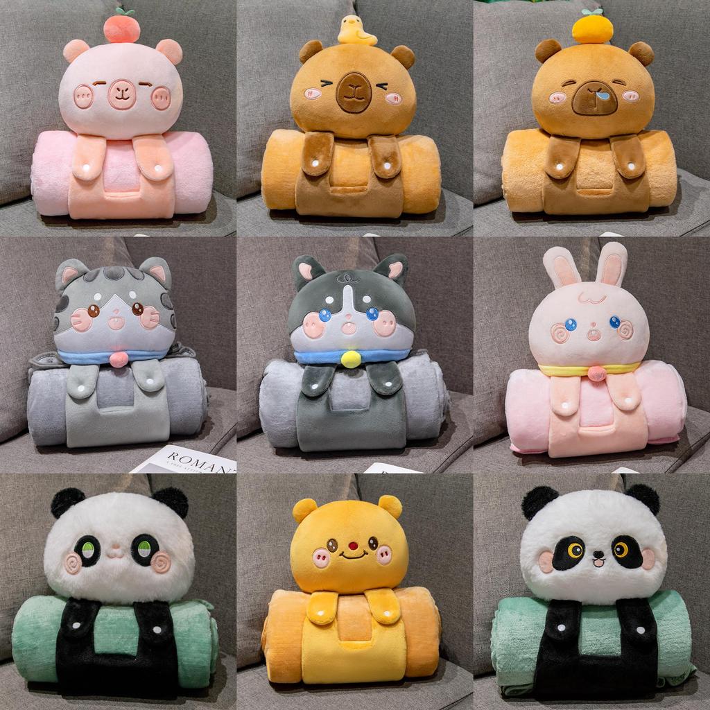Cartoon Sheep Cat Dog Animals Nap Blanket With Plush Cover For Office Rest And Dorm Use