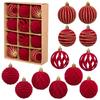12Pcs/Box Velvet Christmas Hanging Balls DIY Crafts Painted Plastic Christmas Tree Ornament 6CM Christmas Hanging Ornament