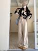 Velvet Corduroy Pants Retro Brown Autumn/Winter Wide Leg Knife Pants for Women Tall High Waist Long Leggings