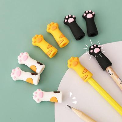 Ensemble de capuchons de crayon patte de chat mignon, 3 pièces, couvercle de stylo tactile en Silicone pour plusieurs formes, papeterie pour étudiants