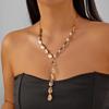 Zierliche unregelmäßige Pailletten Y-förmige lange Halskette für Damen Einzigartige goldfarbene Pulloverkette Hochzeitsbankett Party Körper Schmuck Geschenk