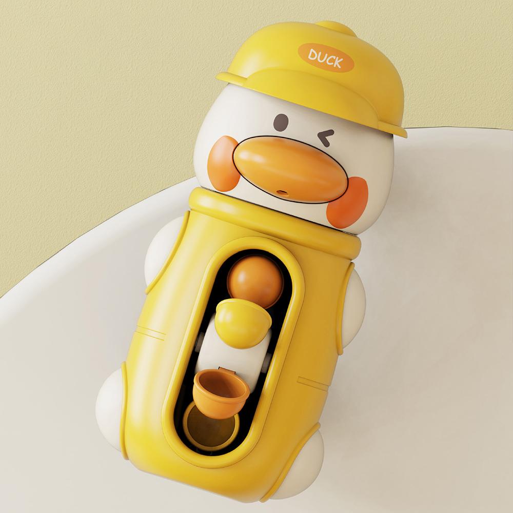 Bath Bathtub Toys for Toddlers Duck Rotatable Waterwheel Bathroom Strong Suckers Water Scoop Fun Bath Toys Kids Gifts