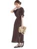 Hand Washable Crepe Embroidered Dress 224530046 Brown ONE SIZE [Ships Colors]