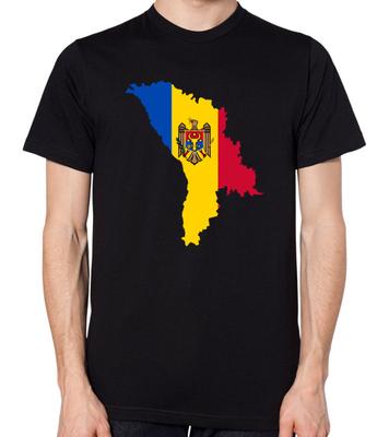 Moldova Flag Map T-Shirt Men Ladies Unisex Top