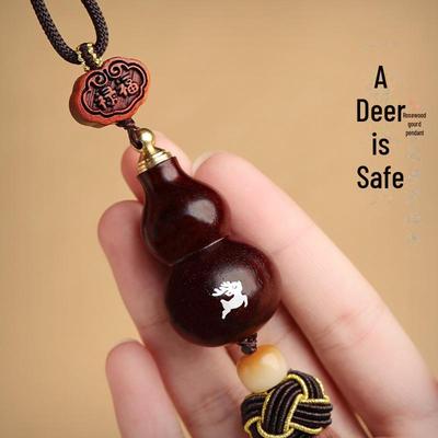 Red Sandalwood Gourd Car Pendant for Safe Travels - Unisex Rearview Mirror Charm